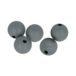 Perles en silicone rondes 1 cm - gris - 5 pcs