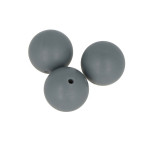 Perles en silicone rondes 1,5 cm - gris - 3 pcs