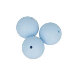 Perles en silicone rondes 1,5 cm - bleu pastel - 3 pcs