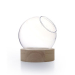 Vase globe sur socle en bois Ø 20 cm