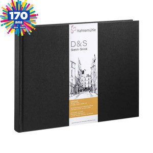 Livre à croquis format paysage couverture noire 140g/m² - 14,8 x 21 cm (A5)