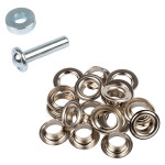 illets nickelés 11 mm et rondelles par 20 + kit de pose