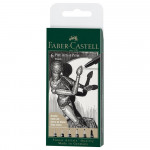 Feutres Pitt noirs pointes assorties par 6