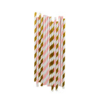 Paille en carton Rayure rose 25 pcs