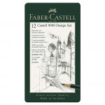 Boîte en métal de 12 crayons graphite CASTELL 9000 DESIGN