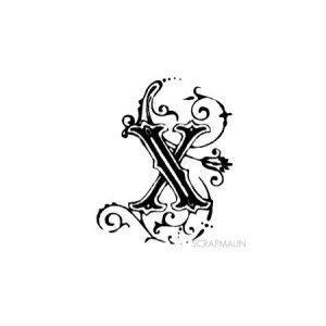 Tampon bois - Alphabet arabesque X - 2,3 x 2 cm